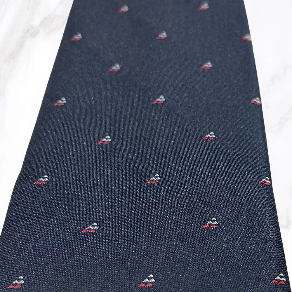 Vintage Christian Dior Navy Blue Silk Blend‎ Graphic Tie, OS